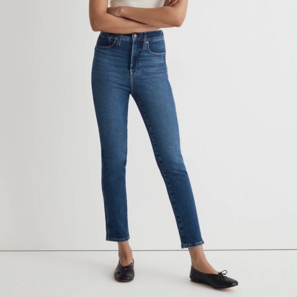 Madewell Stovepipe High-Rise Straight Leg Slim Jeans Auraria Wash 26 x 29